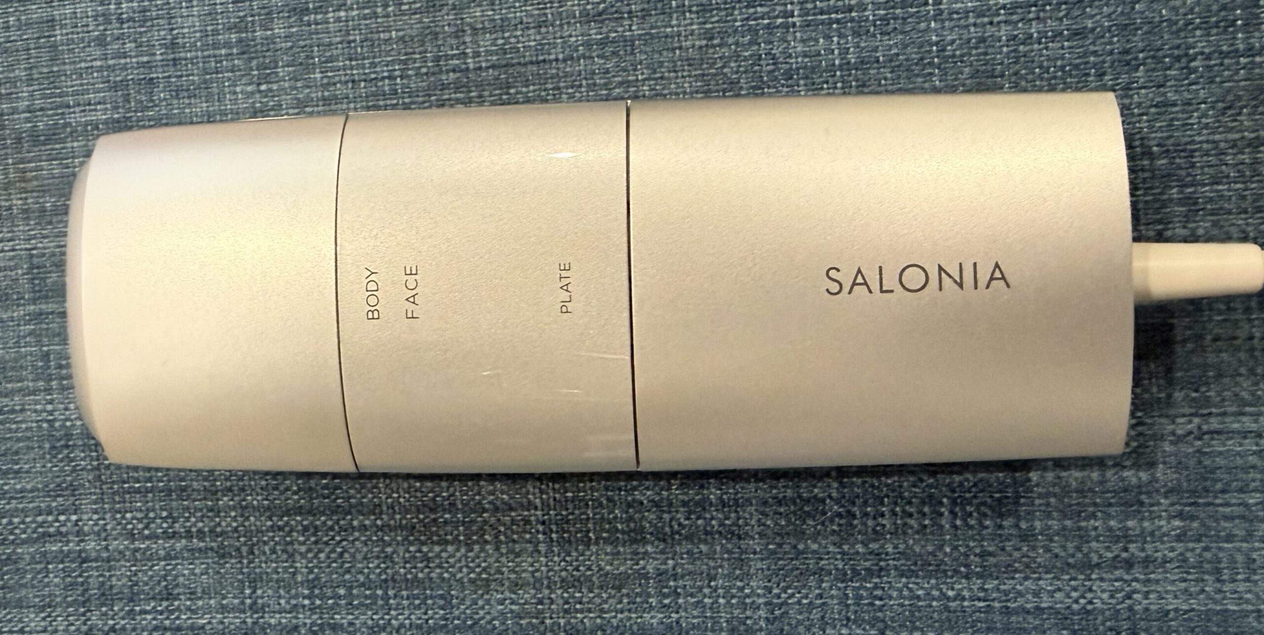 家庭用脱毛器SALONIA(サロニア)本体|BODY/FACE/PLATEの3モード切替|100kgパパの実機